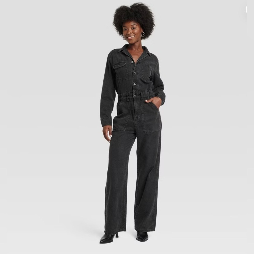 NWT Universal Threads Black Denim Jumpsuit Size 16